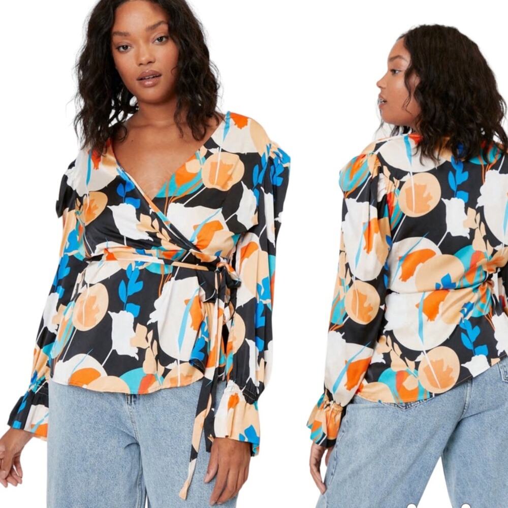 Nasty Gal Womens Oversized Floral Wrap Top Size 20 New With Tags